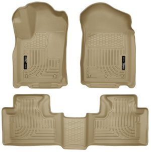 Dodge Durango Floor Liners - Front + Rear - Husky Liners - WeatherBeater - Tan - `11-`13